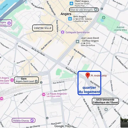 Apartamento 1er étage,f1 Ventilé, Wifi, Centre D'angers Avec Vayny *